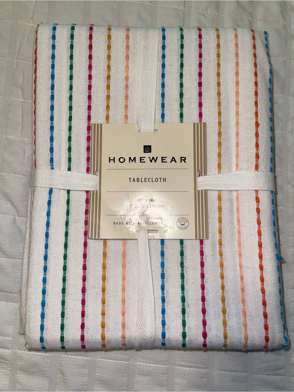 Homewear Gamma Summer Multi-Color Stripe Tablecloth - White Base